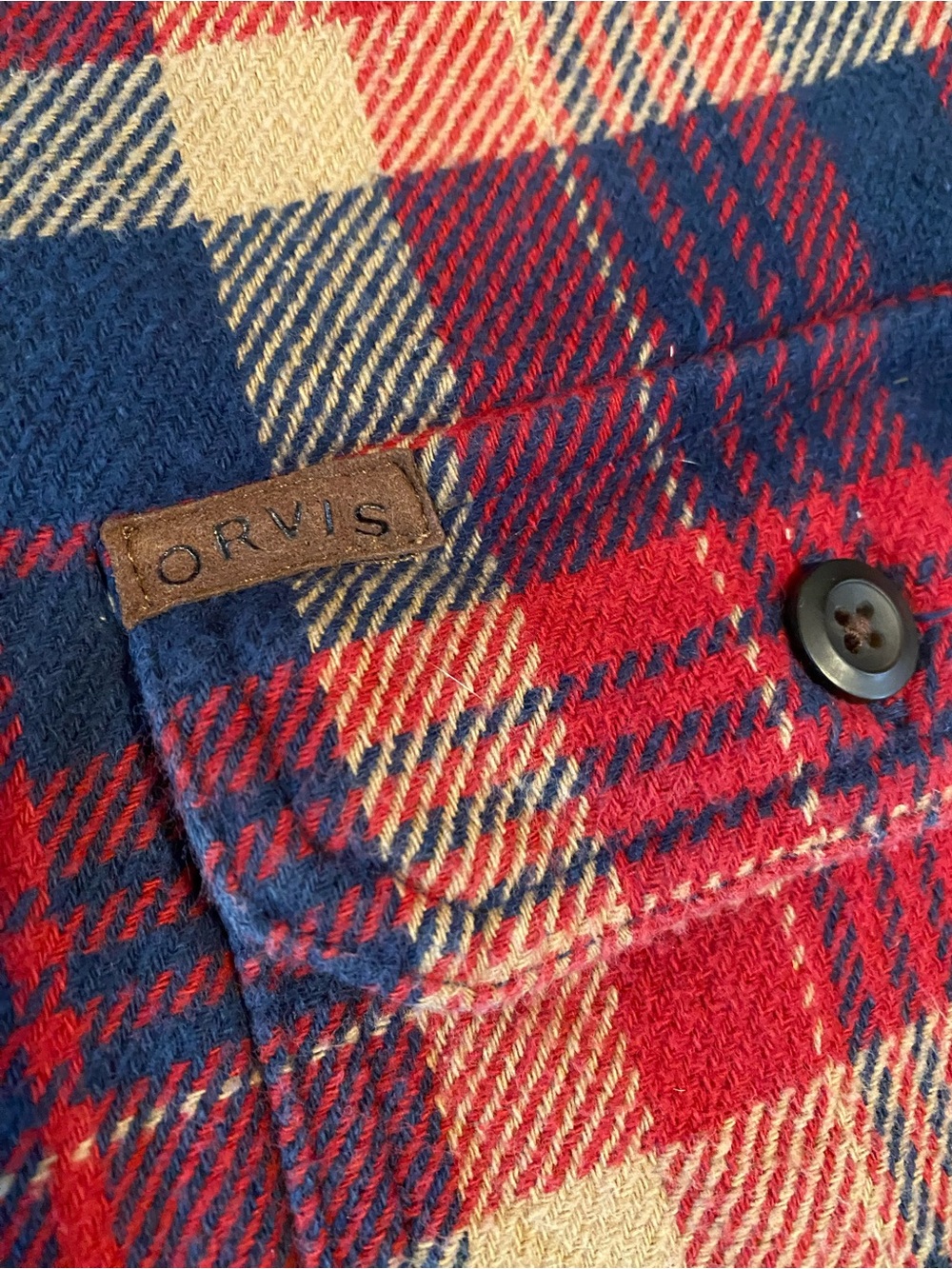 Orvis Navy, Red & Cream Plaid Button-Down Shirt Jacket